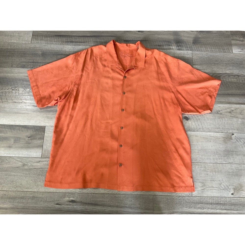Tommy Bahama Mens XXL Silk Blend Orange Paradise In Every Puff Cigar Shirt